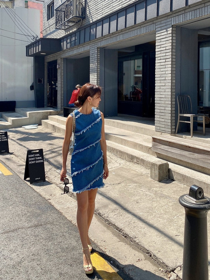 【dress】ノースリーブデニムワンピース　M23984