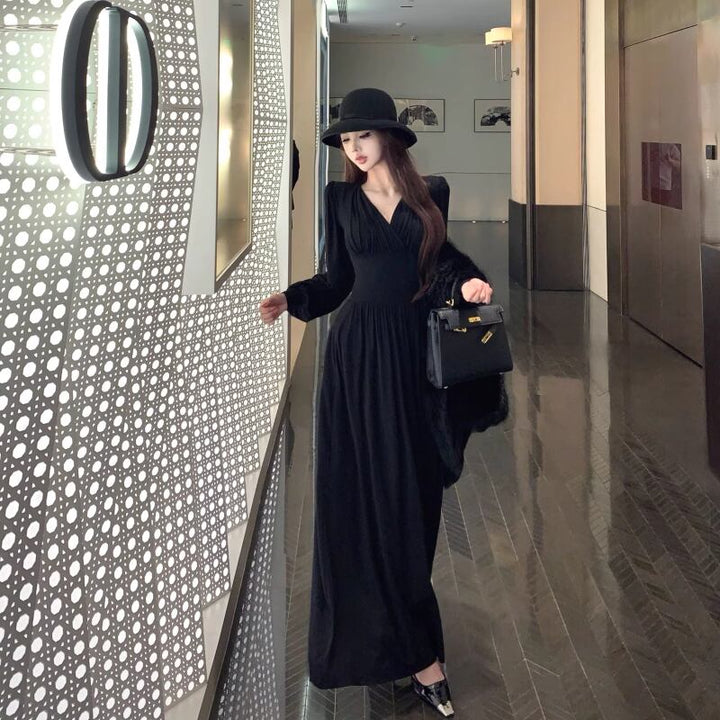【dress】クロスネックロングワンピース Q7014
