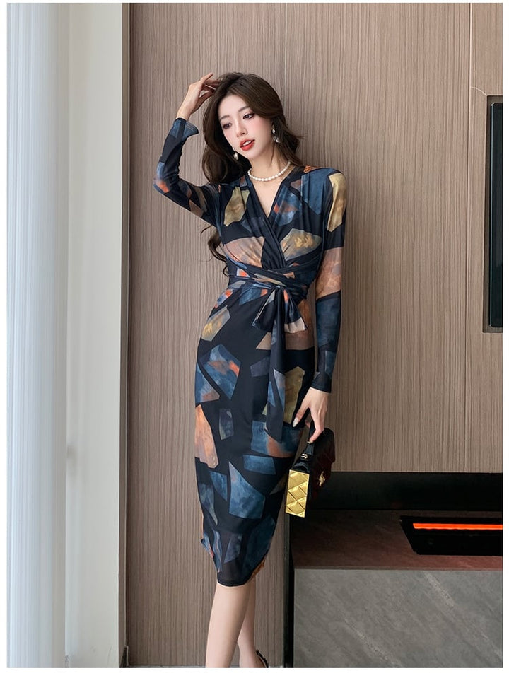 【dress】女子力アップエレガントVネックワンピース　M17432