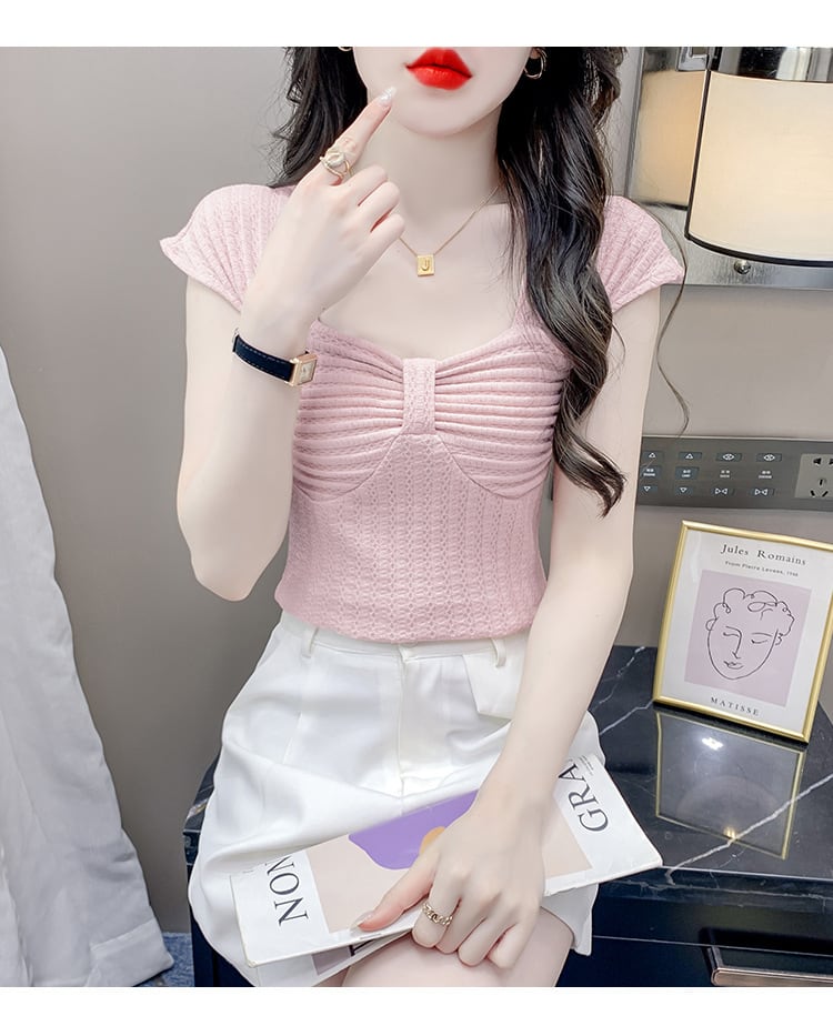 【tops】女子力アップエレガントTシャツ着心地良い　M17340