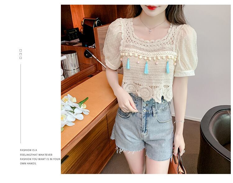 【tops】柔らかくて優しい印象カットワークニットトップス　M17061