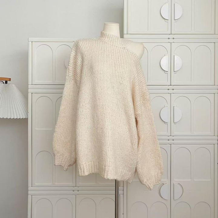 【tops】オフショルダーニットセーターチェーン付き　M27182