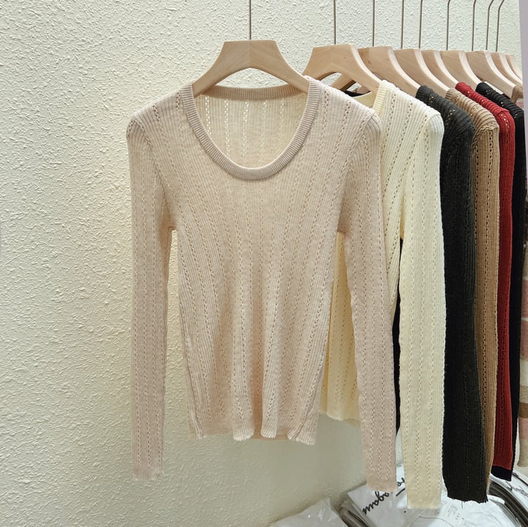 【tops】カットワークニットトップス　M26513