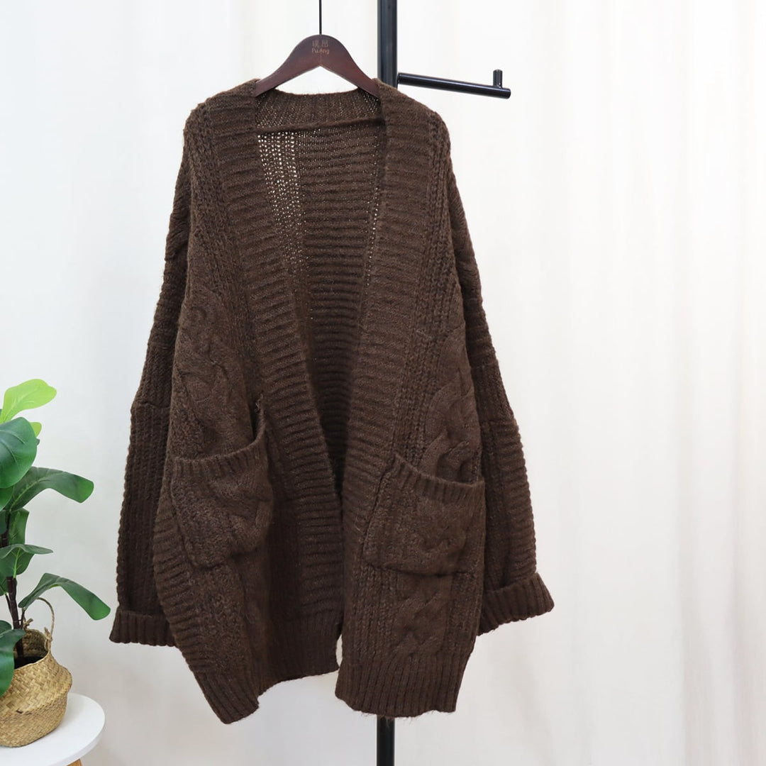 【outer】Vネックアウトポケットニットカーデ　M17853