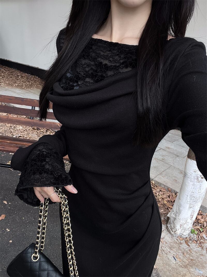 【dress】レース切り替えワンピース　M27846