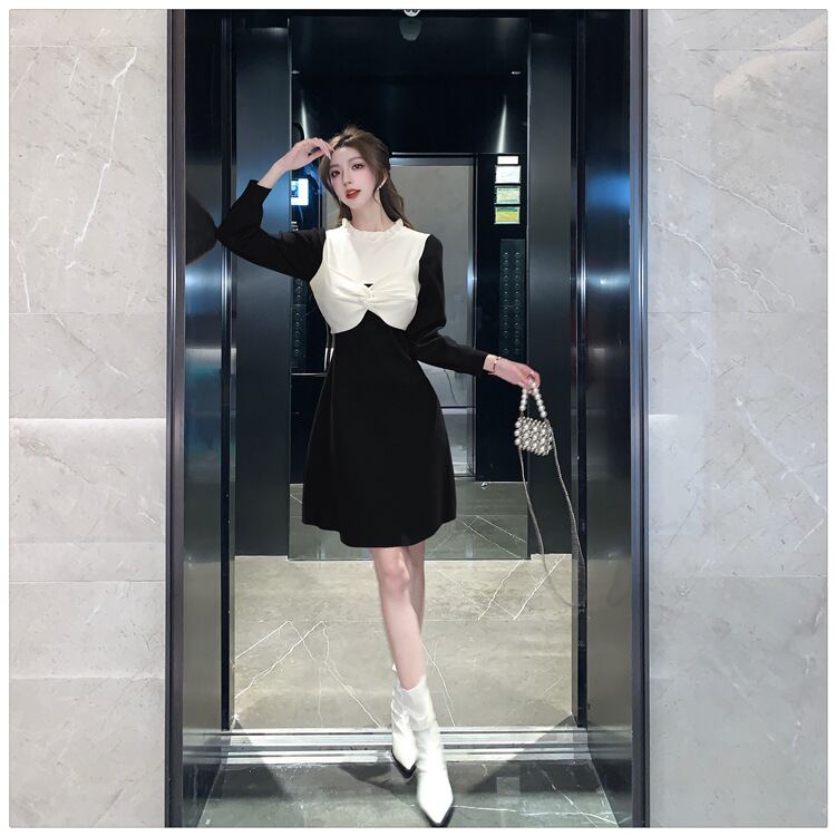 【dress】リボン付ニットワンピース　M18567