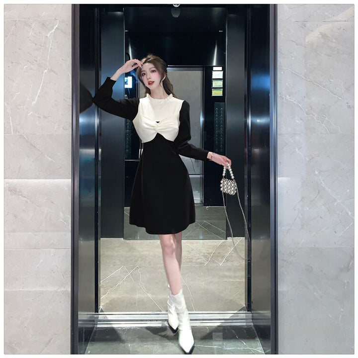 【dress】リボン付ニットワンピース　M18567