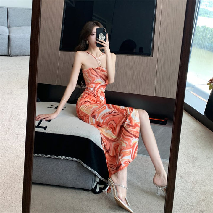 【dress】大人らしい セクシープリントキャミワンピース　M16980