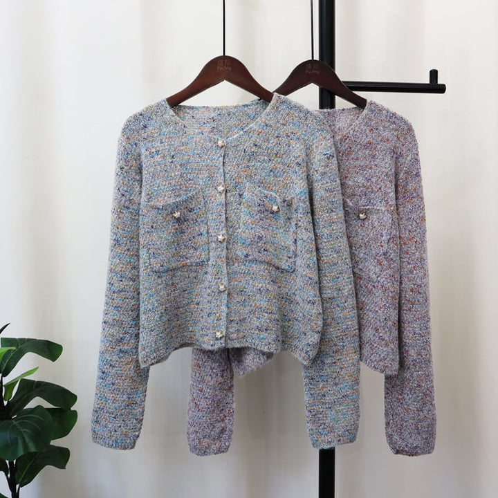【outer】クルーネックニットカーデ　M25378