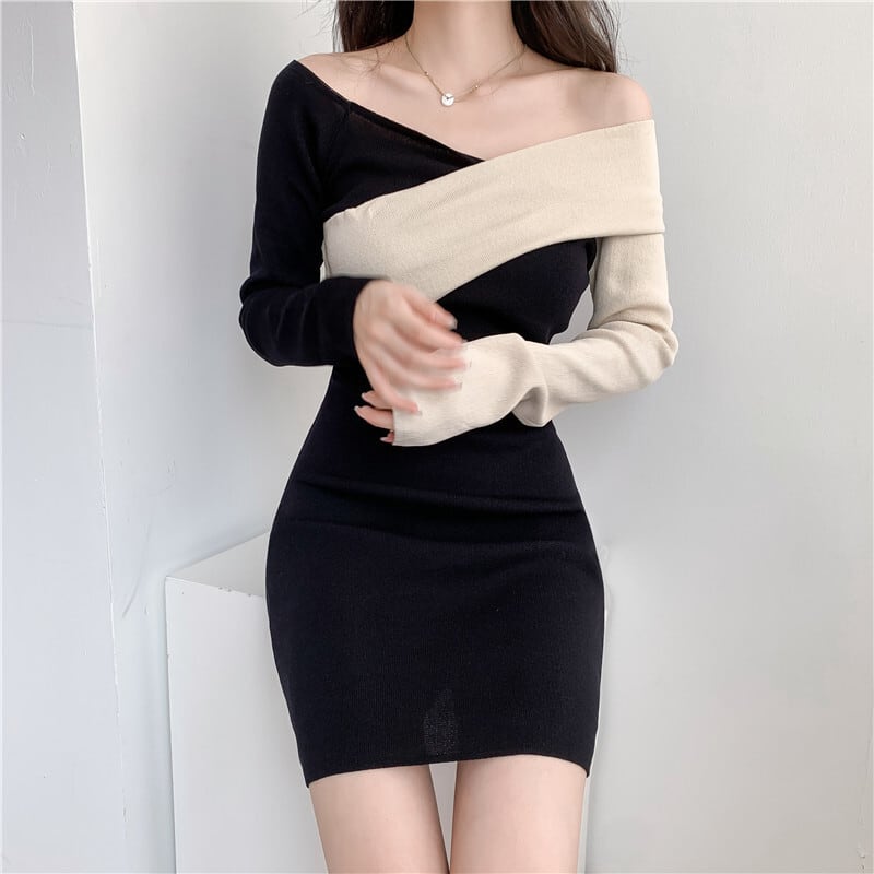 【dress】女子力アップエレガントニットワンピース　M17564