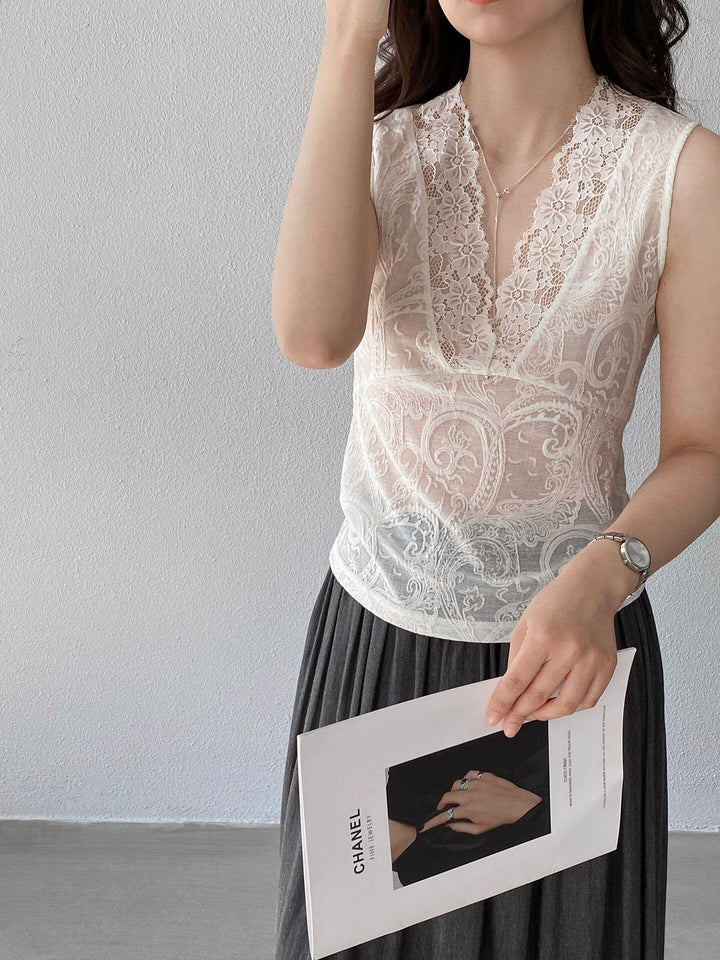 【tops】ノースリーブレーストップス Q8248
