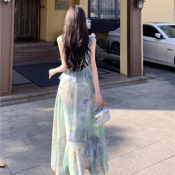 【dress】カラフルロングキャミワンピース Q8278