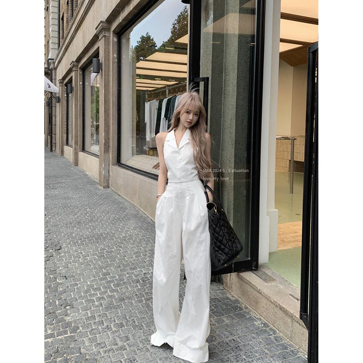 【set】バックレストップス×ワイドパンツセット　M30043