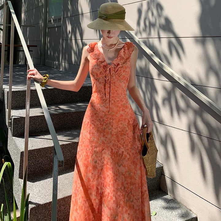 【dress】フリル花柄ワンピース　M24716