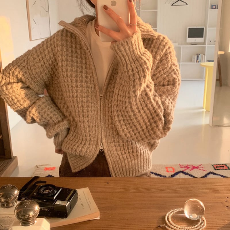 【outer】ファスナーニットカーデ　M26670