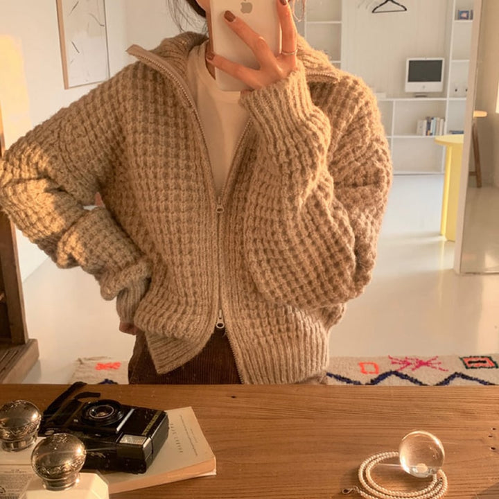 【outer】ファスナーニットカーデ　M26670