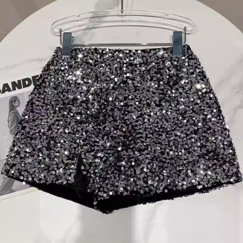 【bottoms】スパンコール付きショートパンツ Q7748
