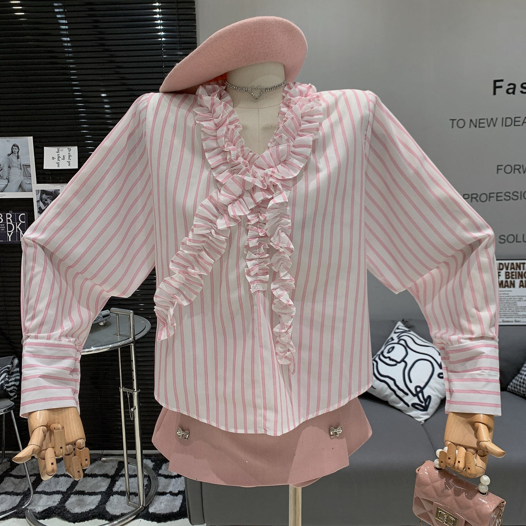 【tops】フリルシャツブラウス　M29981