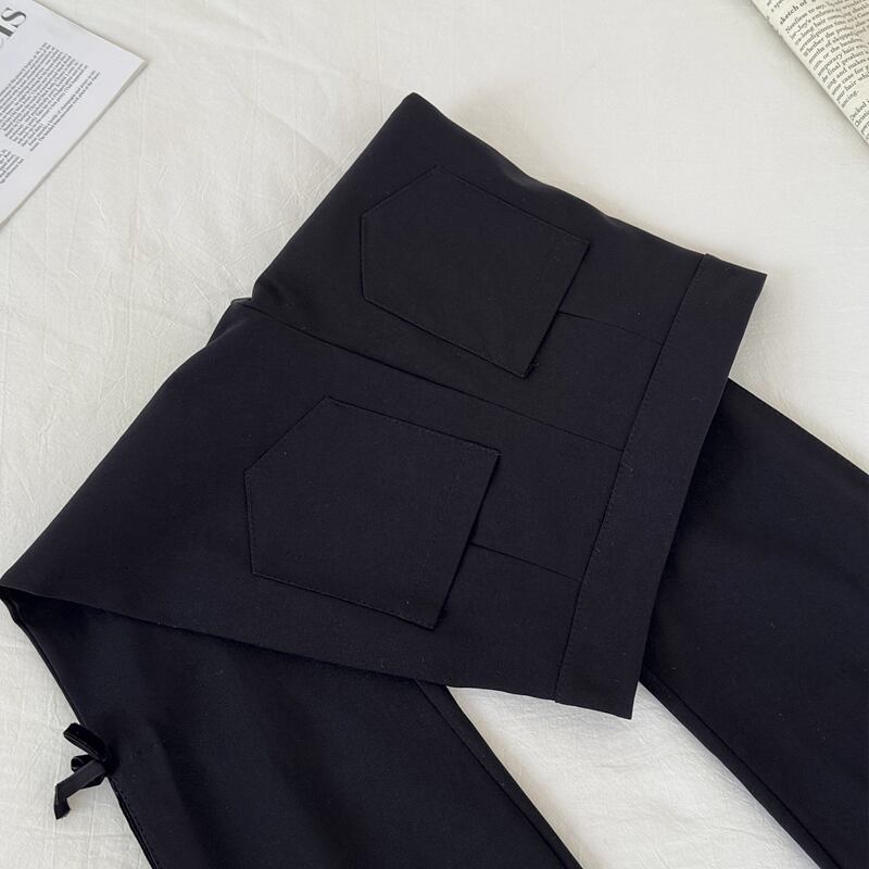 【bottoms】リボン付きベルボトムパンツ Q7595