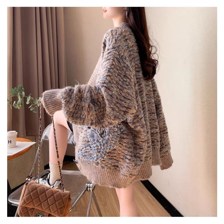 【outer】Vネックニットカーデ　M25755