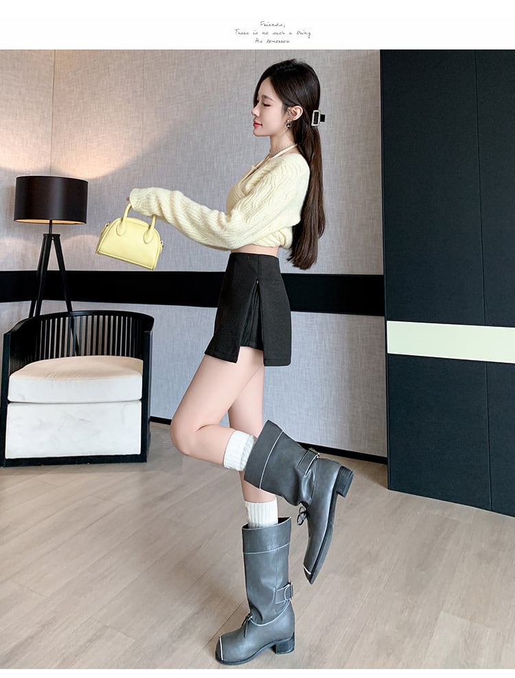 【bottoms】ハイウエストキュロットパンツ　M27866