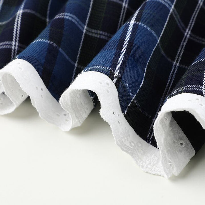【bottoms】レースチェック柄切り替えスカート　M30259