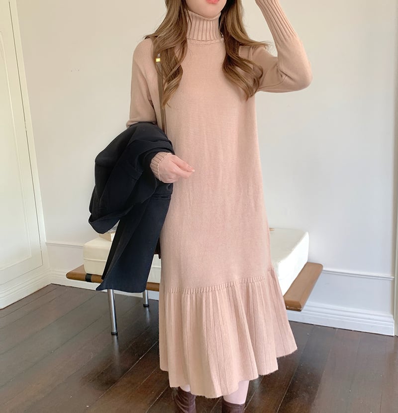 【dress】ハイネックマーメイドニットワンピース　M18205
