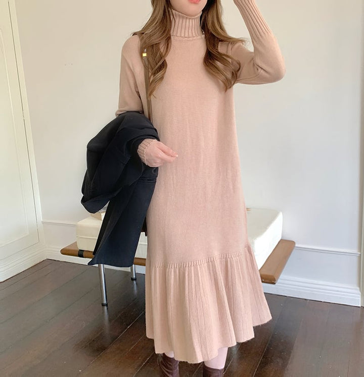 【dress】ハイネックマーメイドニットワンピース　M18205