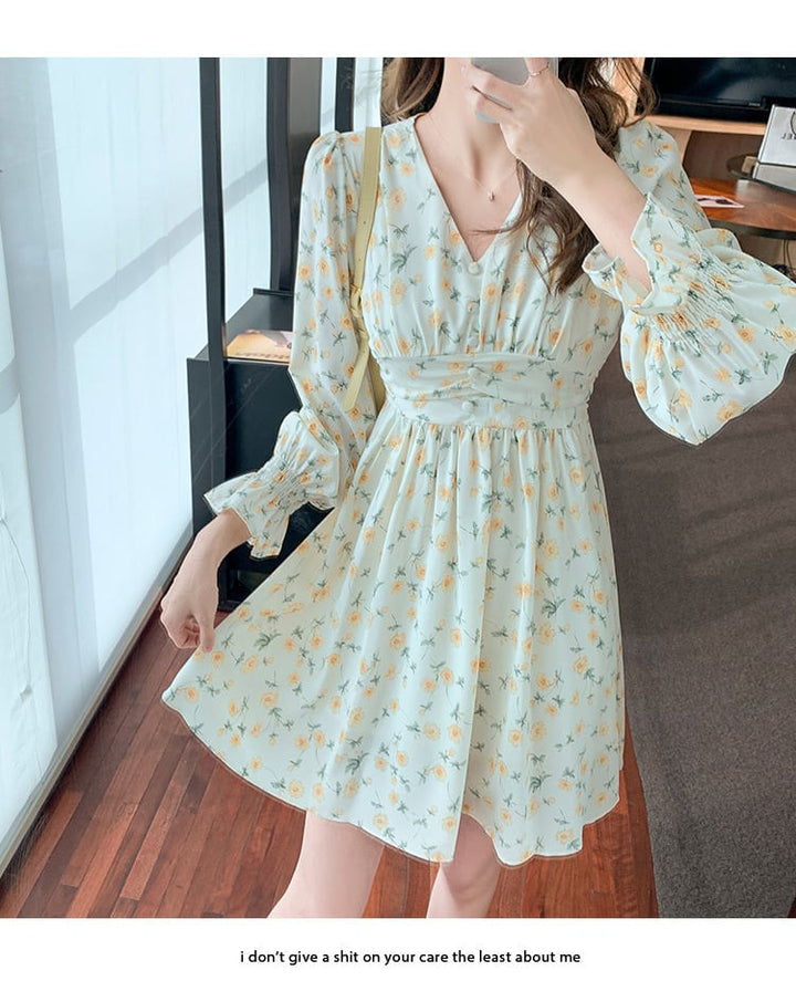 【dress】存在感 スウィートオシャレ花柄ワンピース　M17070