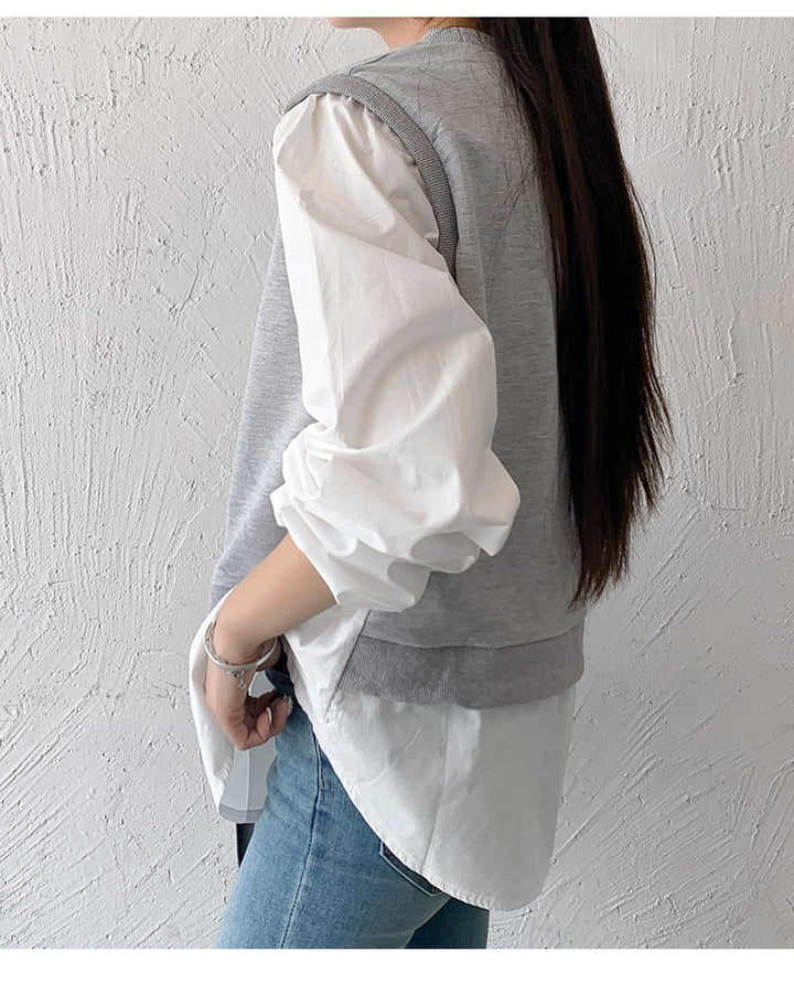 【tops】切り替えクルーネックプルオーバー　M17870