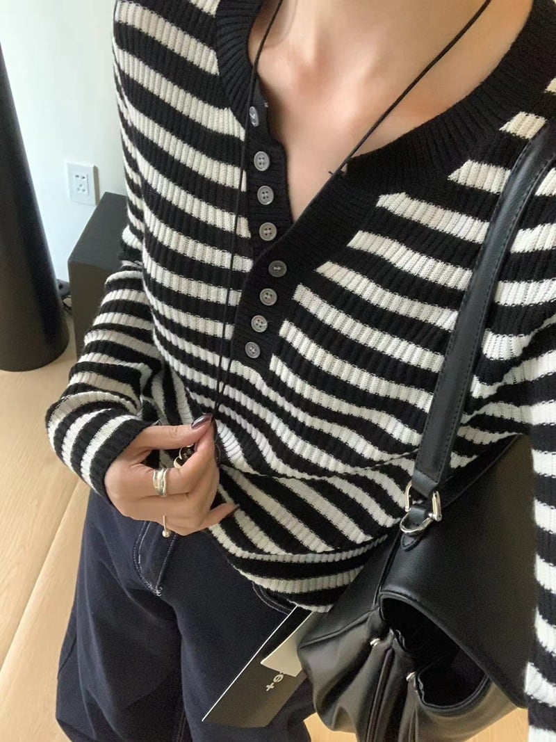 【tops】Vネックニットトップス　M26791