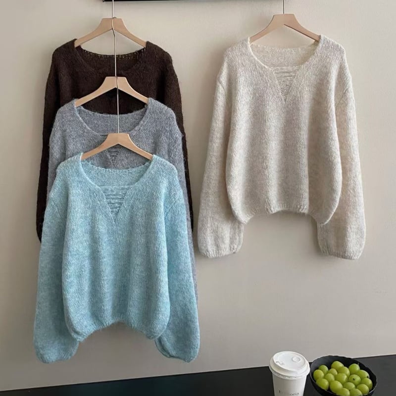 【tops】ダメージ加工ニットトップス Q7916