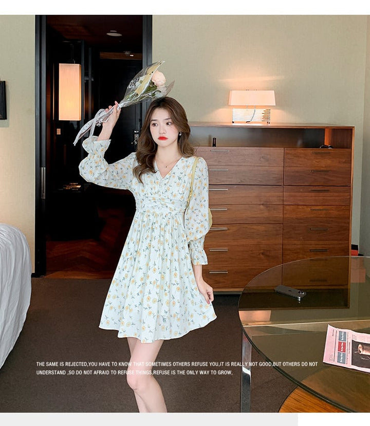 【dress】存在感 スウィートオシャレ花柄ワンピース　M17070