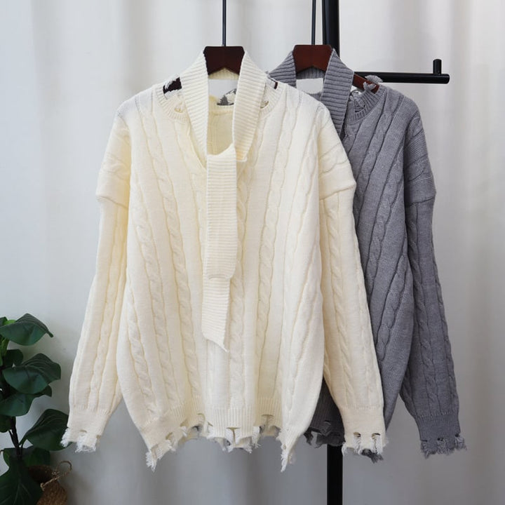 【tops】不規則 イレギュラーニットセーター　M28597