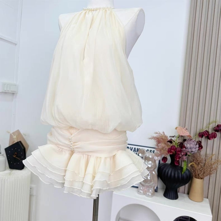 【dress】ホルターネックパールワンピース　M30536