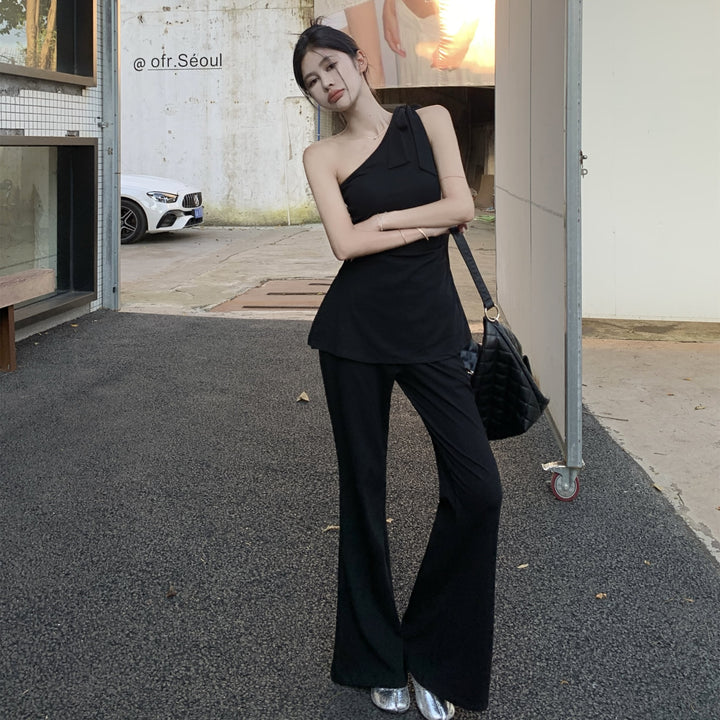 【set】オフショルダートップス×パンツセット　M24699