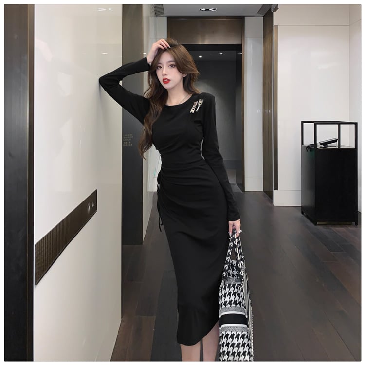 【dress】不規則 イレギュラースリットデートワンピース　M17040