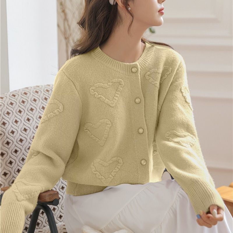【outer】クルーネックニットカーデ　M18129