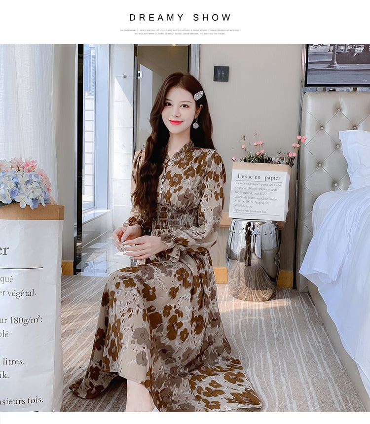 【dress】大人らしい エレガントプリントワンピース　M17440