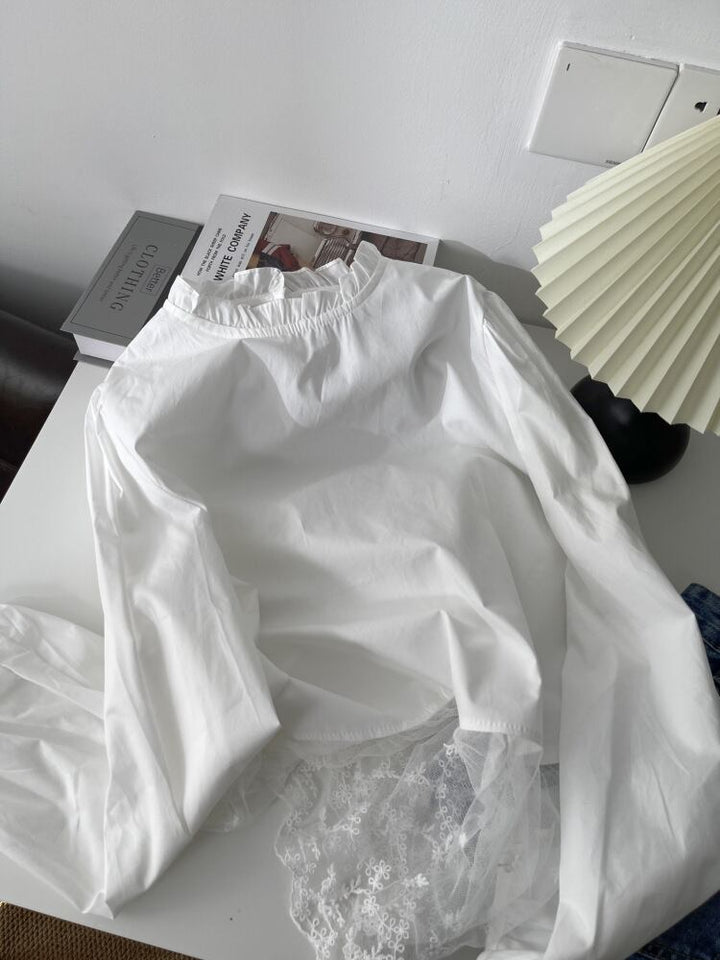 【tops】レース切り替えブラウス　M29703