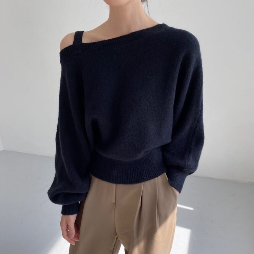 【tops】オフショルダーニットセーター　M18161