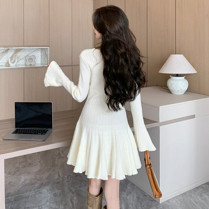 【dress】フレアニットワンピース Q6936