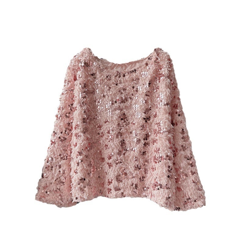 【tops】キラキラクルーネックニットセーター　M18106