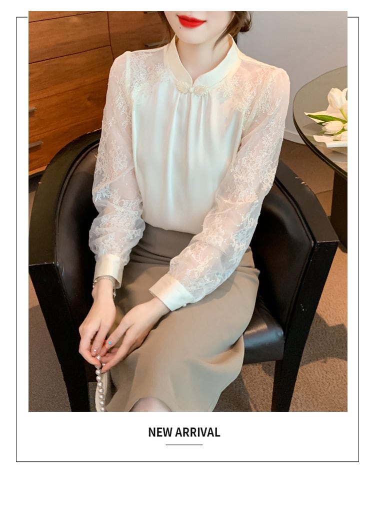 【tops】今季マストバイエレガントレースシャツトップス　M16981