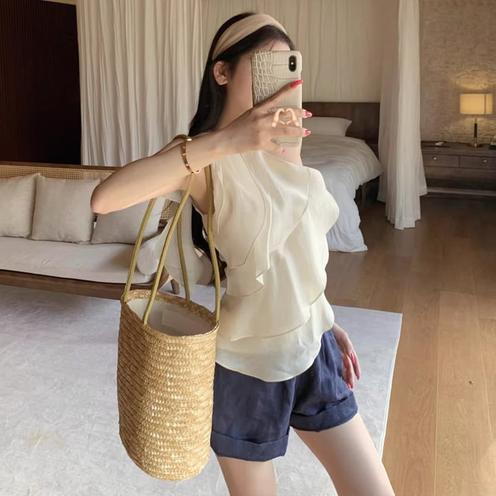【tops】ワンショルダーフリルトップス Q8329