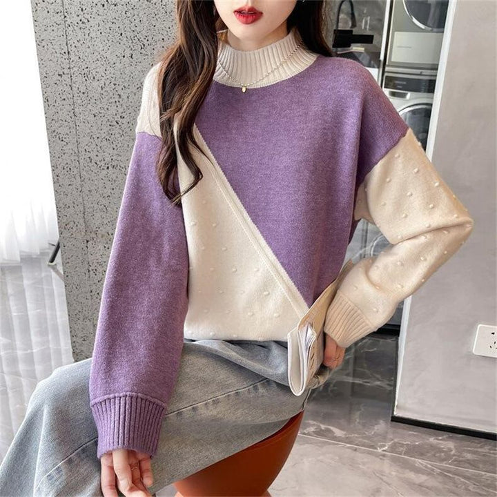 【tops】配色ニットセーター　M18699