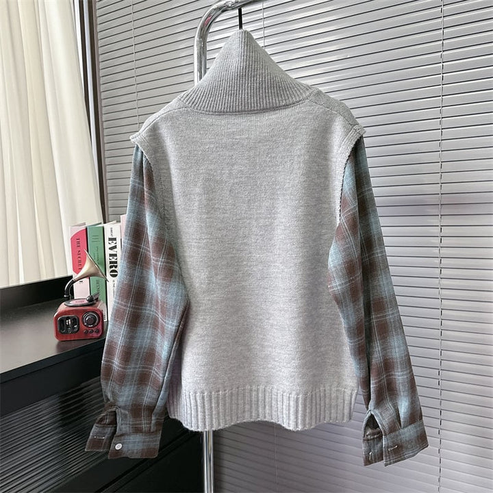 【tops】ファスナー切り替えニットセーター　M28171