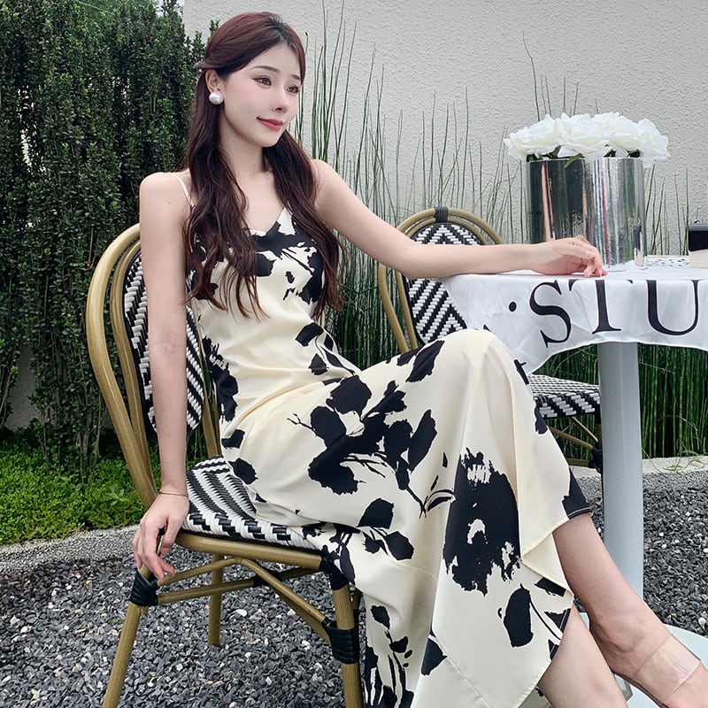 【dress】大人らしい Vネックエレガントキャミワンピース　M16752