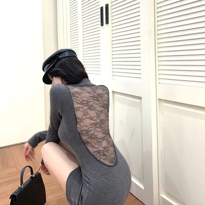 【dress】レースドッキングタイトワンピース Q8149