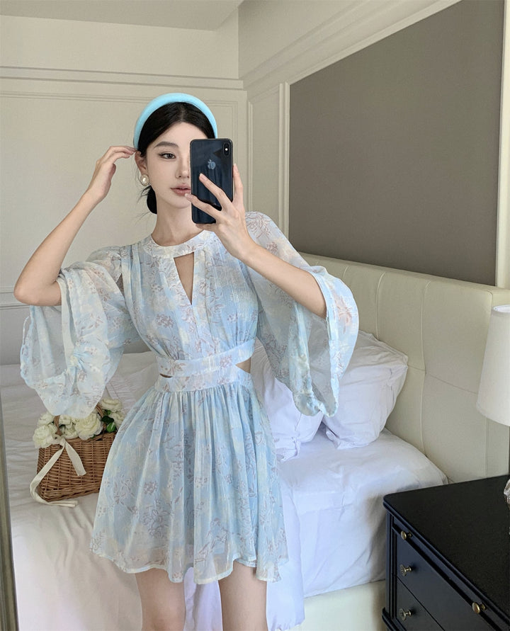 【dress】主役級エレガントカットワーク花柄ワンピース　M17347